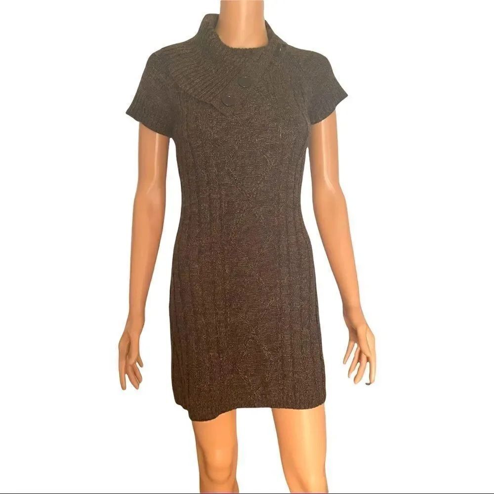Pink Rose Soft Split Cowl Neck Sweater Dress MEDIUM